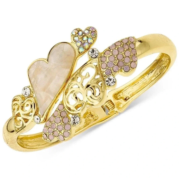 Anthrpologie Heart Pave Bangle Bracelet - Picture 1 of 2